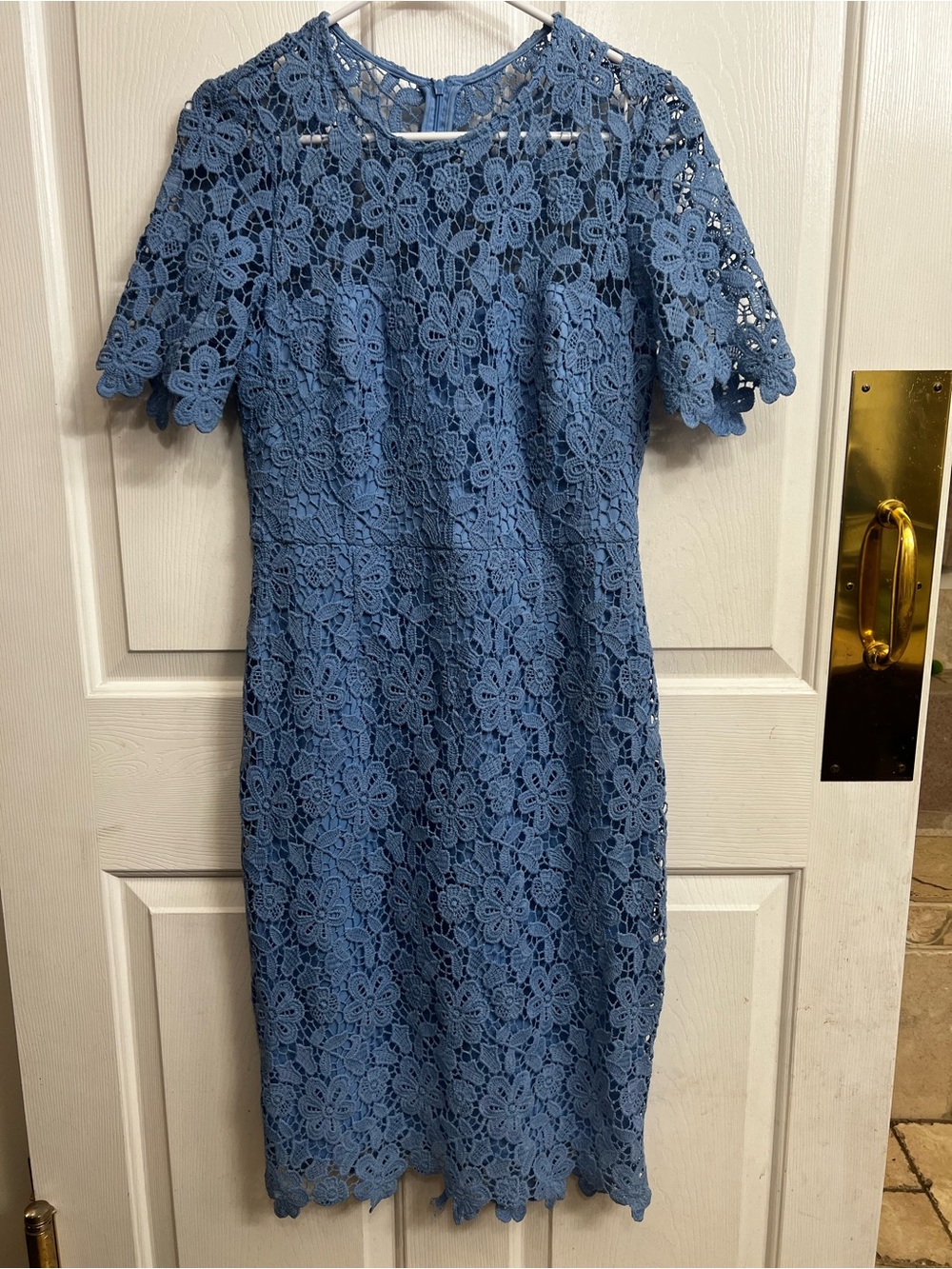 Eliza J Blue Floral Lace Midi Dress